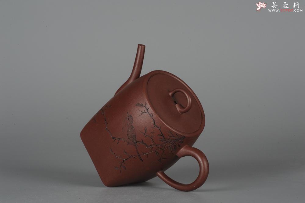 紫砂壶图片：全手工舍得套组 采用优质龙血砂泥料 助工袁德波精心装饰花鸟 - 美壶网