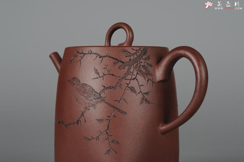 紫砂壶图片：全手工舍得套组 采用优质龙血砂泥料 助工袁德波精心装饰花鸟 - 美壶网