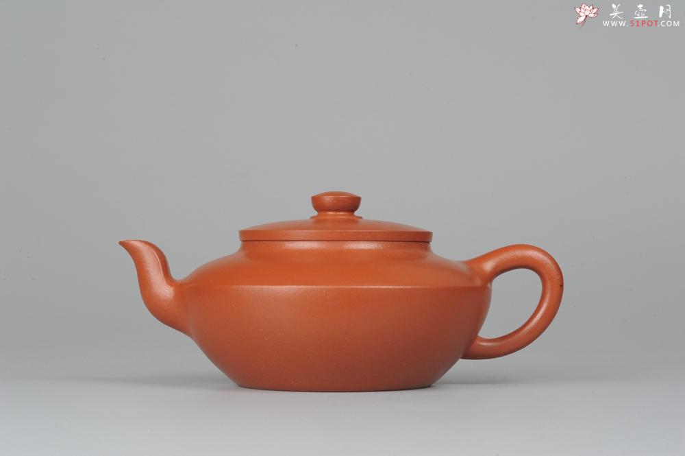 紫砂壶图片：精品朱泥全手工折肩加刹凹成型汉扁 作品老辣 老味十足 - 美壶网