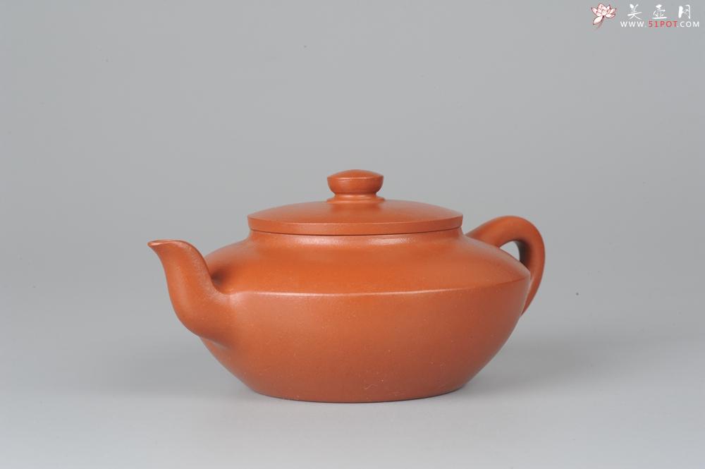 紫砂壶图片：精品朱泥全手工折肩加刹凹成型汉扁 作品老辣 老味十足 - 美壶网