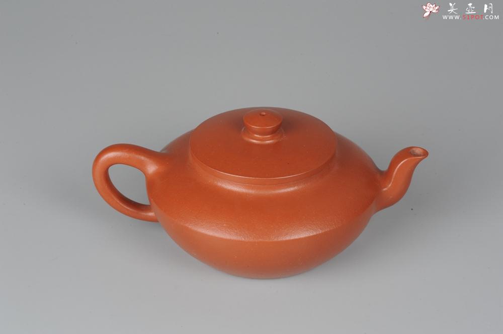 紫砂壶图片：精品朱泥全手工折肩加刹凹成型汉扁 作品老辣 老味十足 - 美壶网