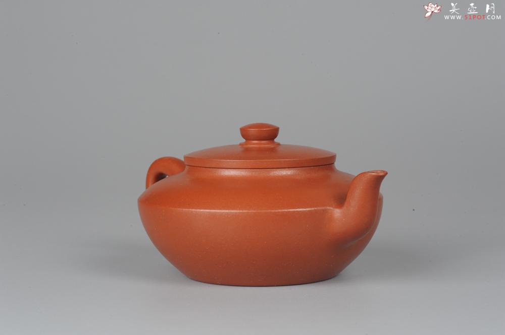 紫砂壶图片：精品朱泥全手工折肩加刹凹成型汉扁 作品老辣 老味十足 - 美壶网