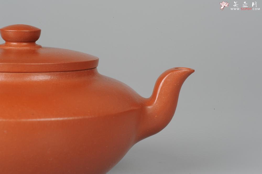 紫砂壶图片：精品朱泥全手工折肩加刹凹成型汉扁 作品老辣 老味十足 - 美壶网