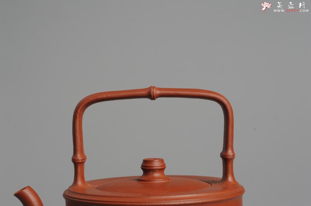 紫砂壶图片：美壶特惠 小红泥润竹提梁 挺拔秀雅 - 美壶网