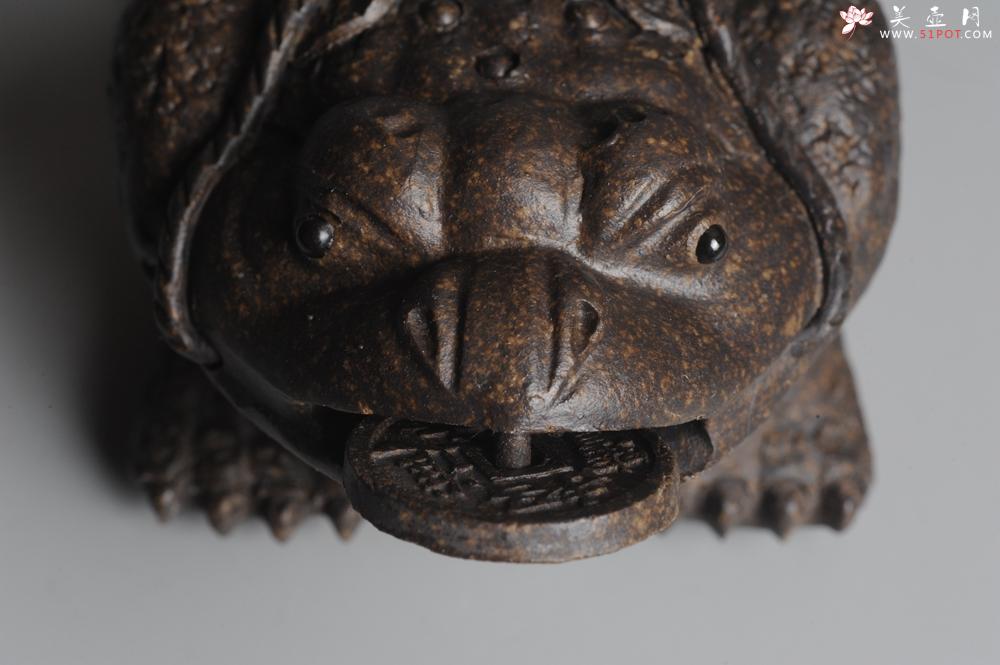 紫砂壶图片：美宠双节特惠 肌理丰富 古铜泥小金蟾茶宠 口吐金钱 招财宝 - 美壶网