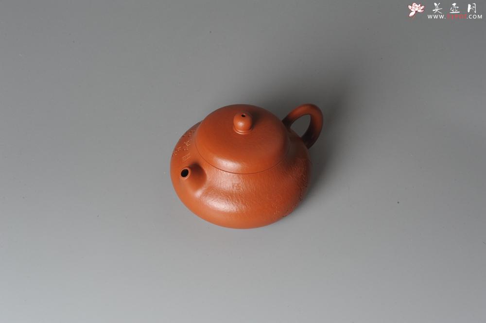 紫砂壶图片：优质赵庄朱泥全手工文旦 方健双刀文气装饰 - 美壶网