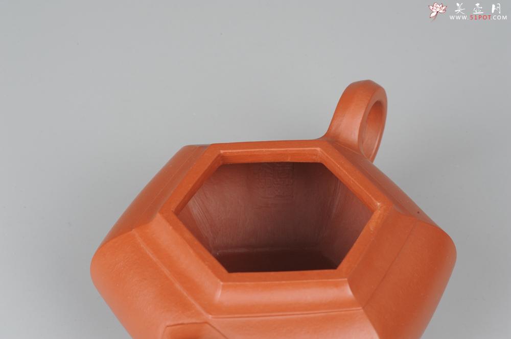 紫砂壶图片：非铁红色素泥 优质朱泥全手工大彬六方壶 端庄秀美 - 美壶网