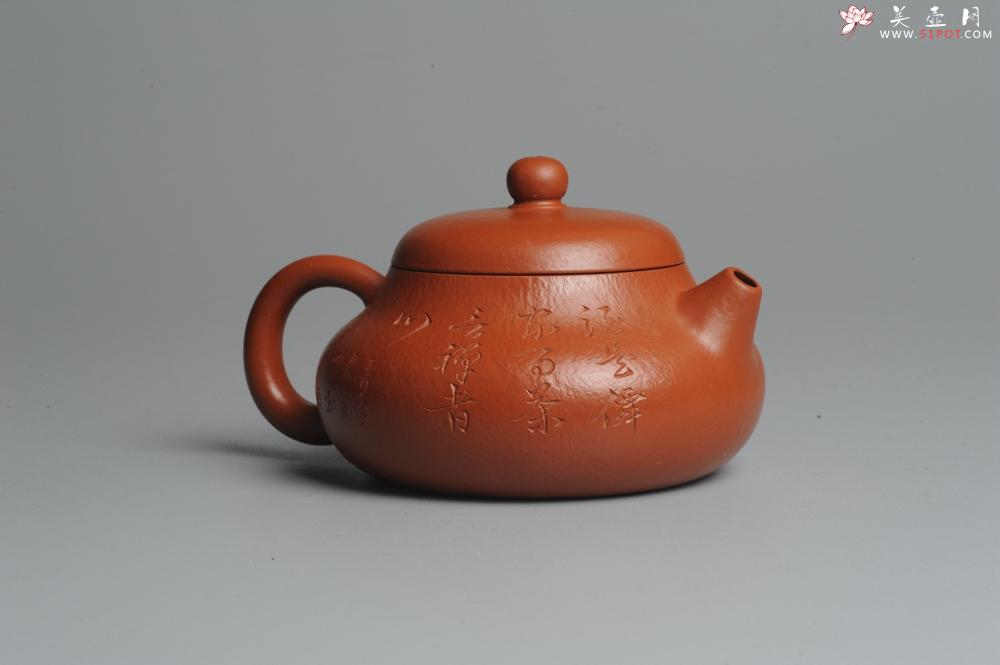 紫砂壶图片：优质赵庄朱泥全手工文旦 方健双刀文气装饰 - 美壶网