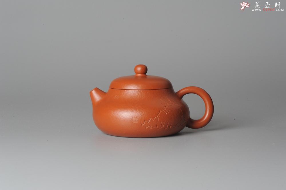 紫砂壶图片：优质赵庄朱泥全手工文旦 方健双刀文气装饰 - 美壶网