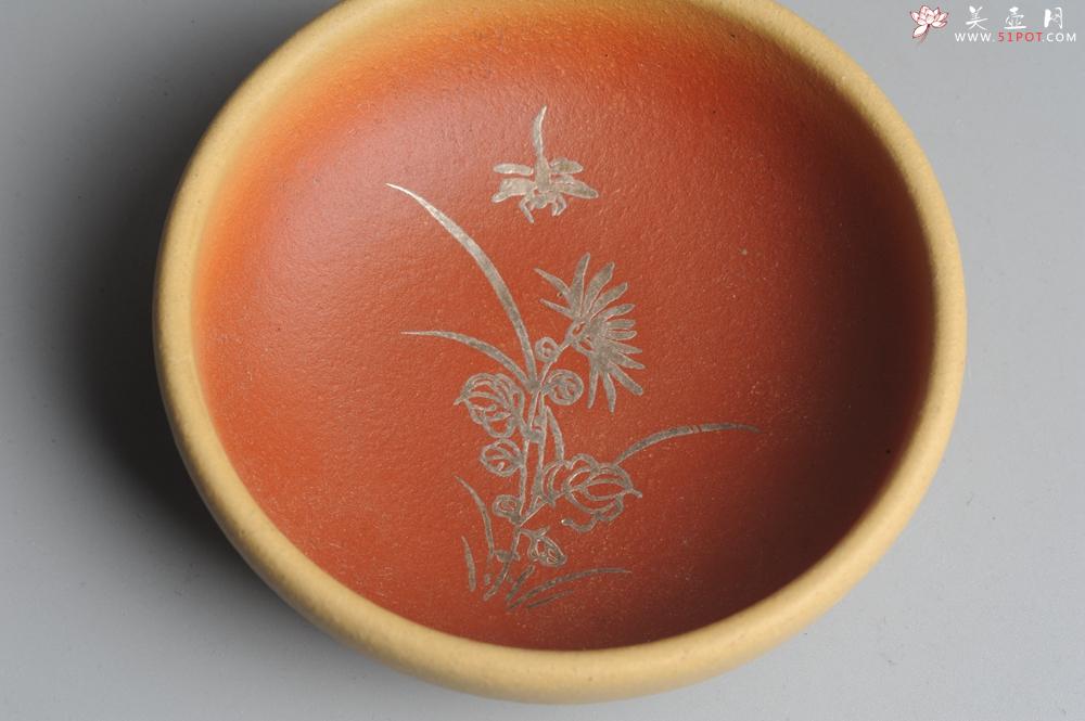 紫砂壶图片:美杯特惠 描银文气梅兰竹菊一套(4只) - 美壶网