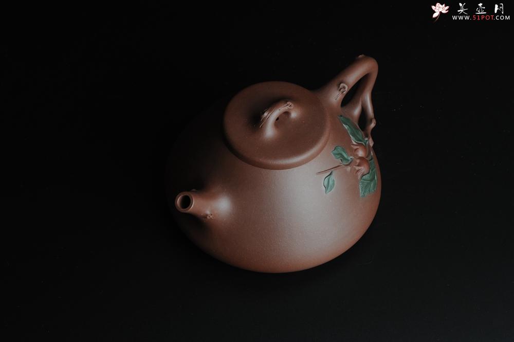 紫砂壶图片：难得老拼紫 全手春华秋实-子冶石瓢 逼真生动 - 美壶网