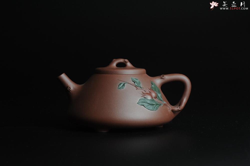 紫砂壶图片：难得老拼紫 全手春华秋实-子冶石瓢 逼真生动 - 美壶网