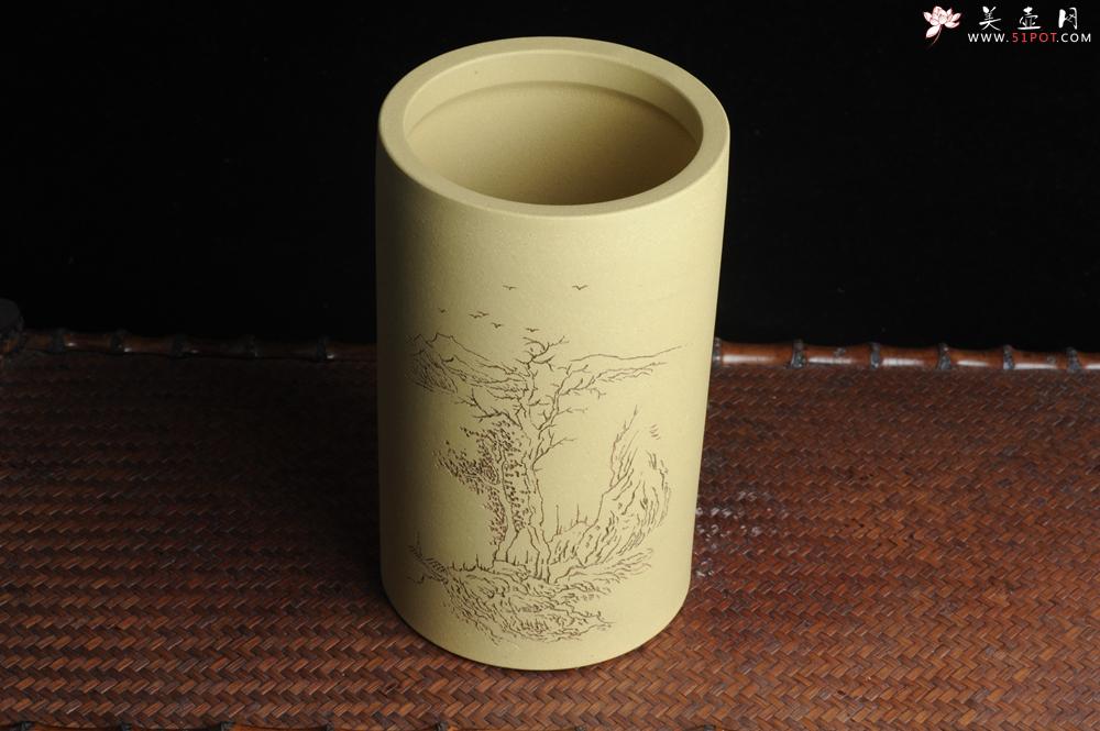 紫砂壶图片：美筒特惠 精品山水高帽笔筒二式 一曲新词酒一杯 老师不打草稿直接空刻 一气呵成  - 美壶网