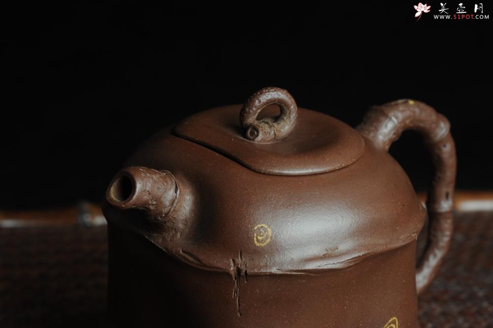 紫砂壶图片：口盖有难度 别具心意 清趣逸品~ 原创全手斑竹 - 美壶网