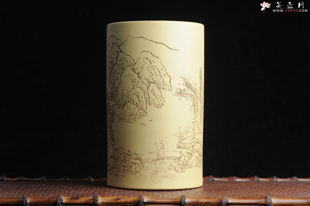 紫砂壶图片：美筒特惠 精品山水高帽笔筒一式 老师不打草稿直接空刻 一气呵成  - 美壶网