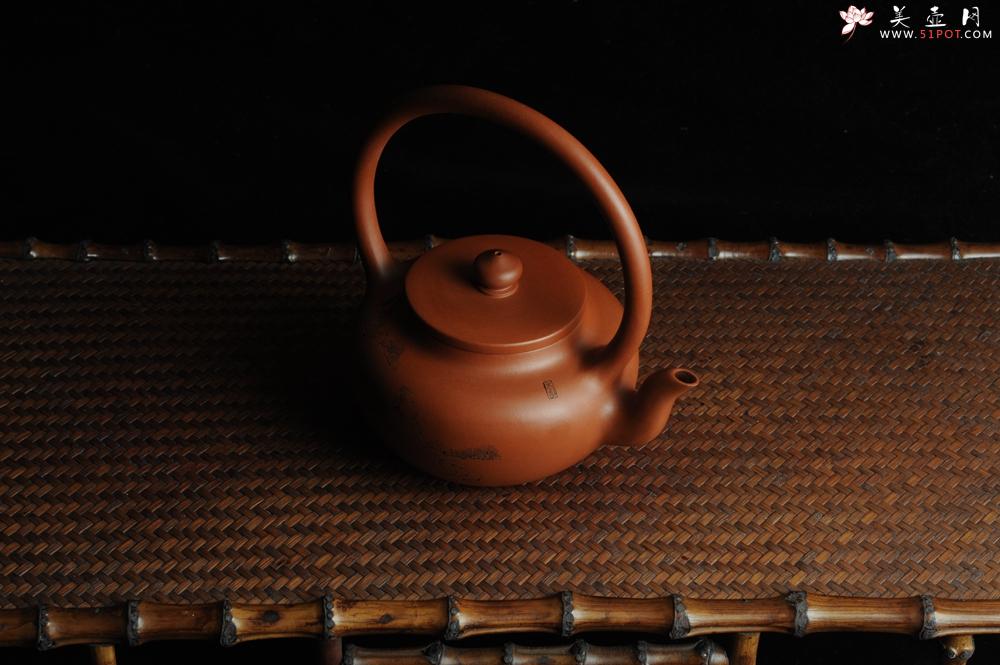紫砂壶图片：全手工精品小红泥也是朱泥旭茂提梁 文气十足 - 美壶网