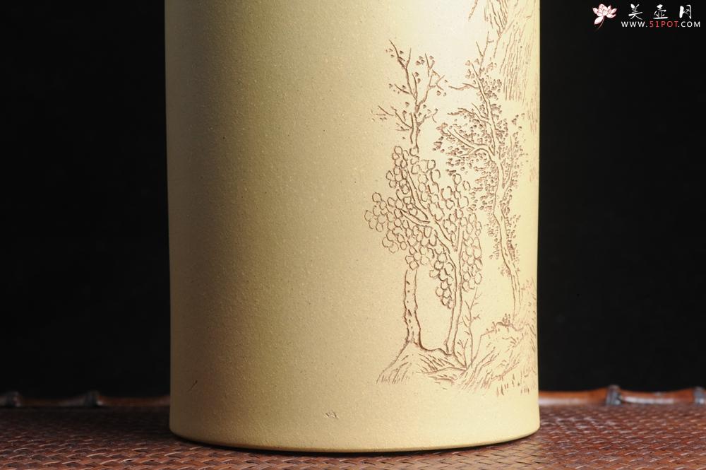 紫砂壶图片：美筒特惠 精品山水高帽笔筒一式 老师不打草稿直接空刻 一气呵成  - 美壶网