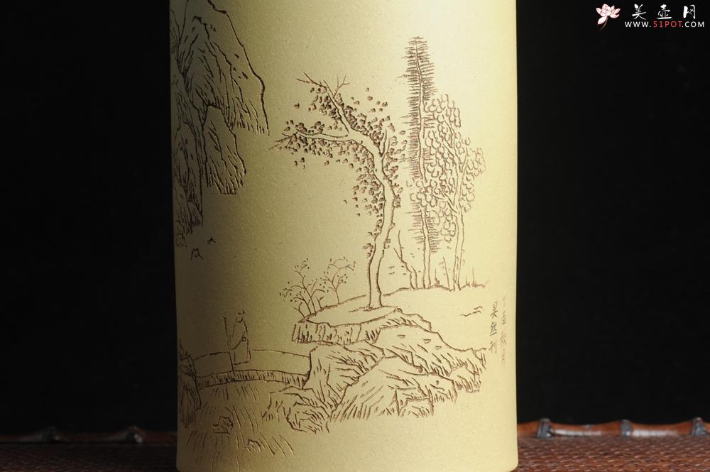 紫砂壶图片：美筒特惠 精品山水高帽笔筒一式 老师不打草稿直接空刻 一气呵成  - 美壶网
