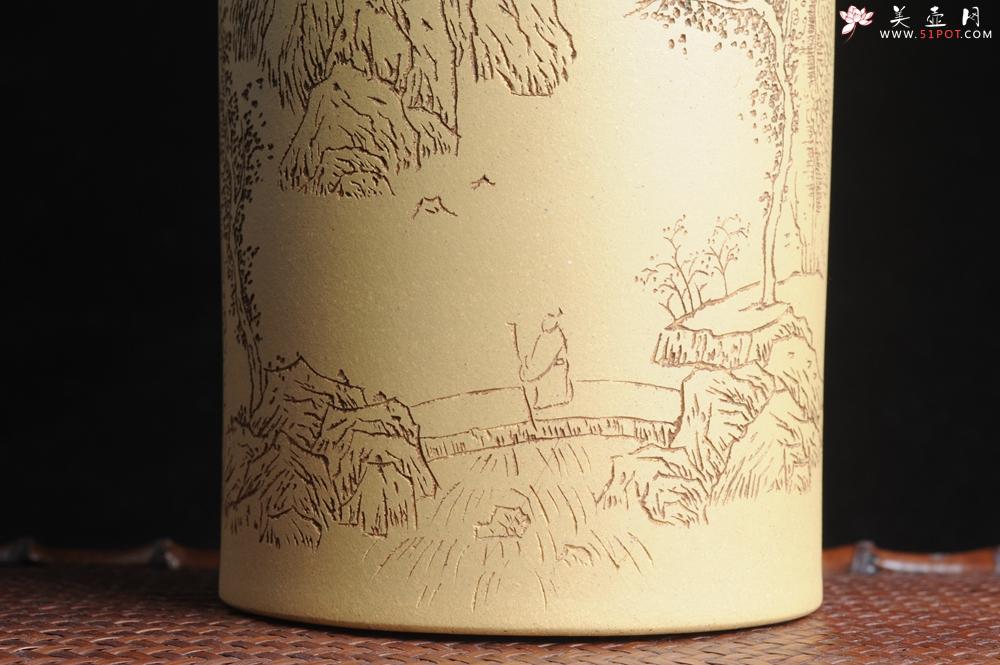 紫砂壶图片：美筒特惠 精品山水高帽笔筒一式 老师不打草稿直接空刻 一气呵成  - 美壶网