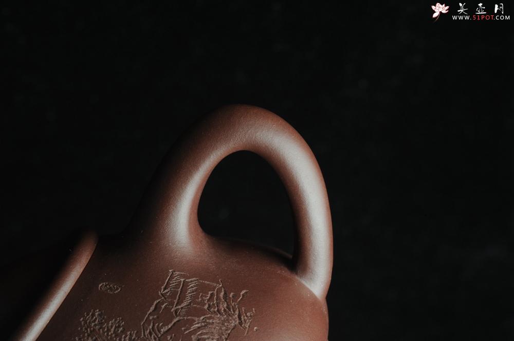 紫砂壶图片：优质紫茄泥全手工山水满瓢 雨过山色清 - 美壶网