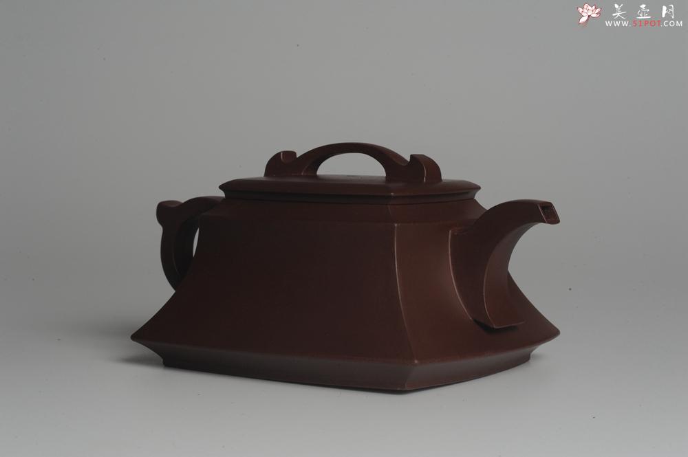 紫砂壶图片：原创精致全手工四方吉玉壶 难度大线条流畅 - 美壶网