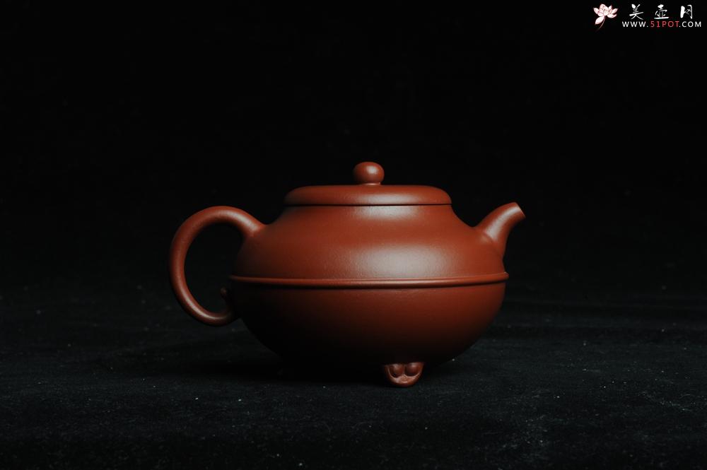 紫砂壶图片：美壶特惠 优质大红袍朱泥 做工精致三足束带一生所爱壶 茶人醉爱 - 美壶网
