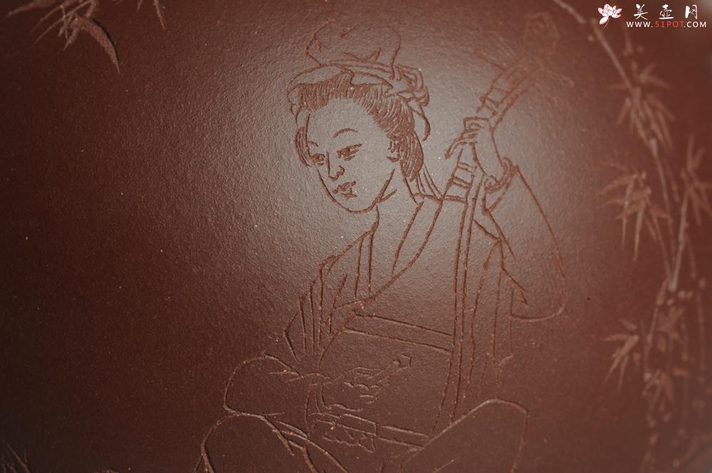 紫砂壶图片:美壶福利特惠 精工西施 抚琴图 琴韵泉声 饱满圆润 - 美壶网