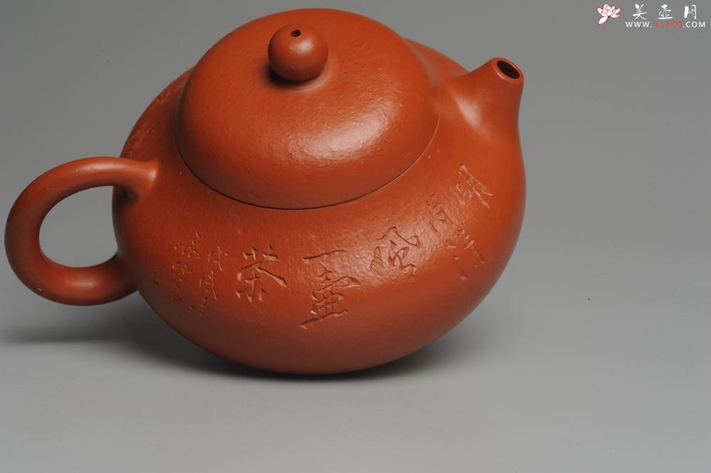紫砂壶图片：优质赵庄朱泥全手工文旦 方健双刀文气装饰 - 美壶网