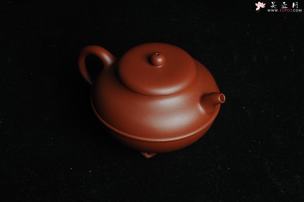 紫砂壶图片：美壶特惠 优质大红袍朱泥 做工精致三足束带一生所爱壶 茶人醉爱 - 美壶网
