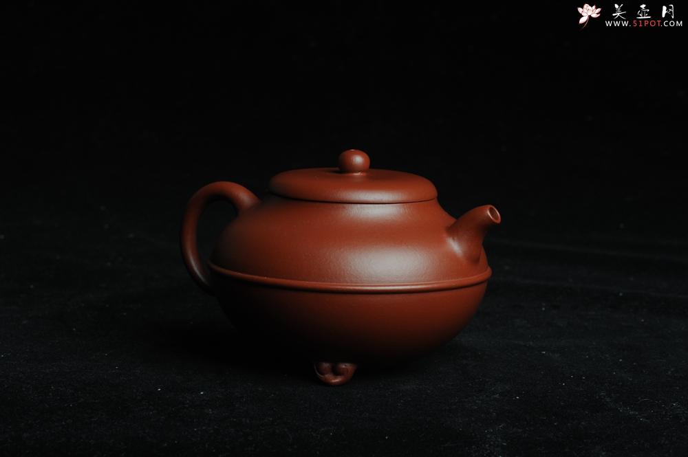 紫砂壶图片：美壶特惠 优质大红袍朱泥 做工精致三足束带一生所爱壶 茶人醉爱 - 美壶网