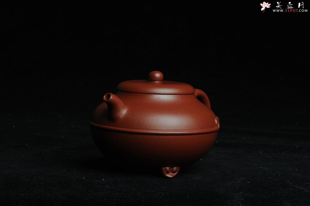 紫砂壶图片：美壶特惠 优质大红袍朱泥 做工精致三足束带一生所爱壶 茶人醉爱 - 美壶网