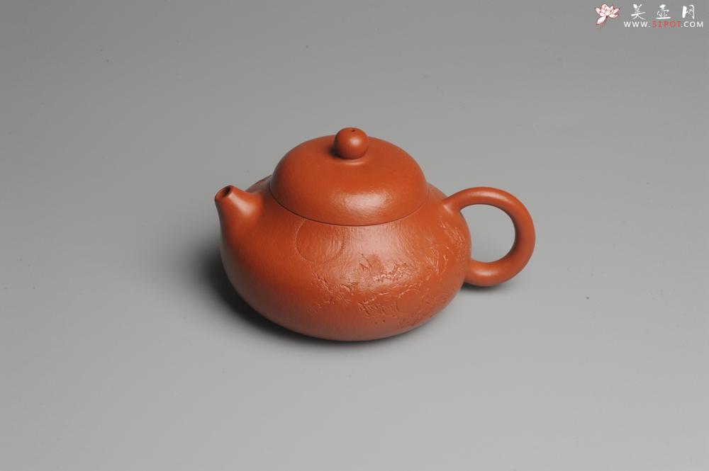 紫砂壶图片：优质赵庄朱泥全手工文旦 方健双刀文气装饰 - 美壶网