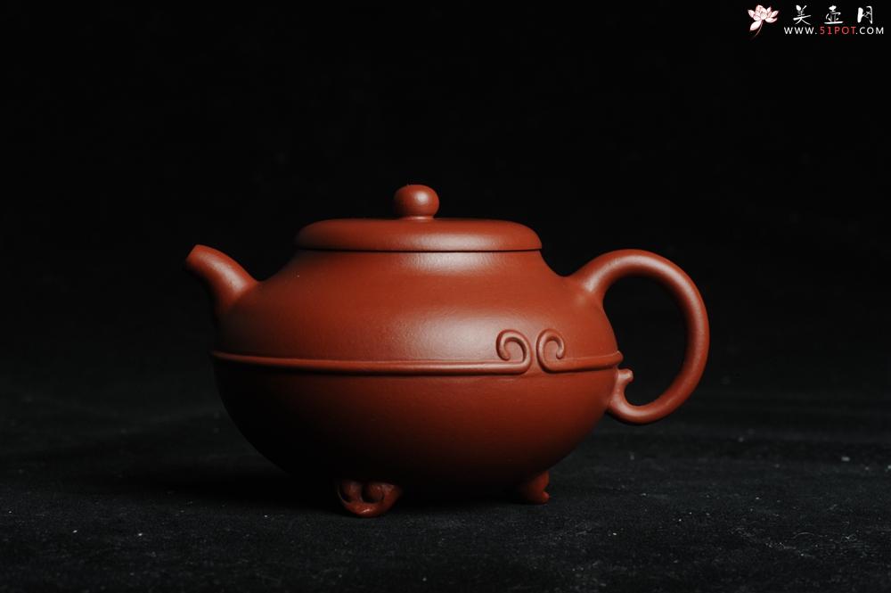 紫砂壶图片：美壶特惠 优质大红袍朱泥 做工精致三足束带一生所爱壶 茶人醉爱 - 美壶网