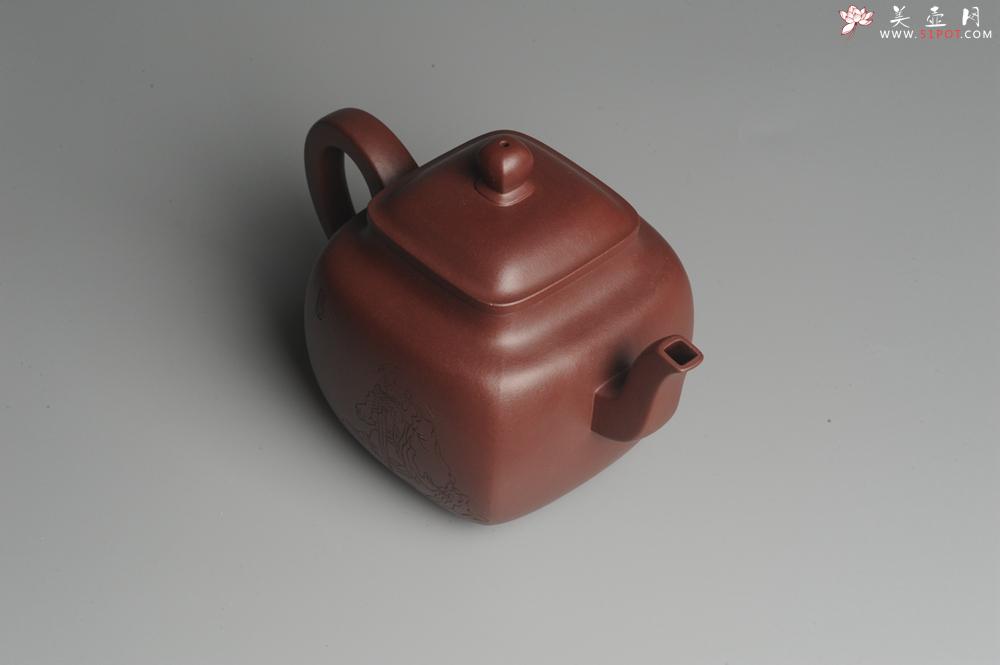 紫砂壶图片：实力派张海艳全手工重器鸣远四方 方健老师双刀装饰 浑厚大气 - 美壶网