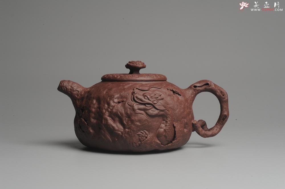 紫砂壶图片：美壶特惠 全手工薄胎游龙灵芝供春 龚春 做工精致 单色更显功力 - 美壶网