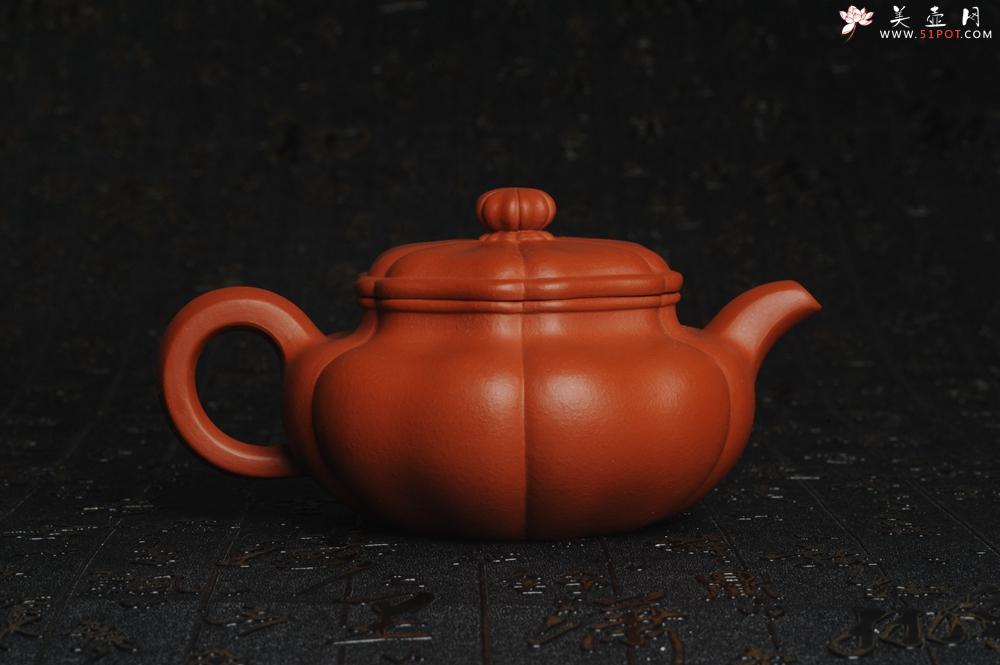 紫砂壶图片：精致朱泥葵仿古 难度太大 收缩大 实属不易 大口实用 - 美壶网