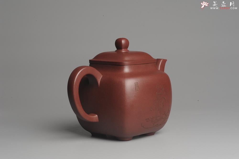 紫砂壶图片：实力派张海艳全手工重器鸣远四方 方健老师双刀装饰 浑厚大气 - 美壶网