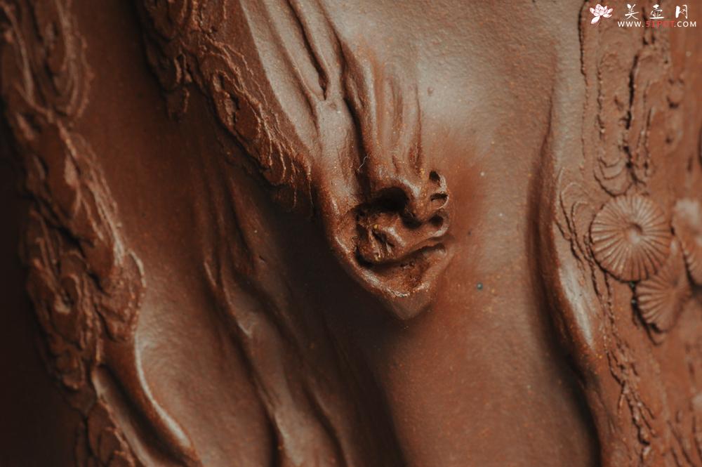 紫砂壶图片：实力派全手工松桩 气质非凡 肌理自然生动 适合收藏 - 美壶网