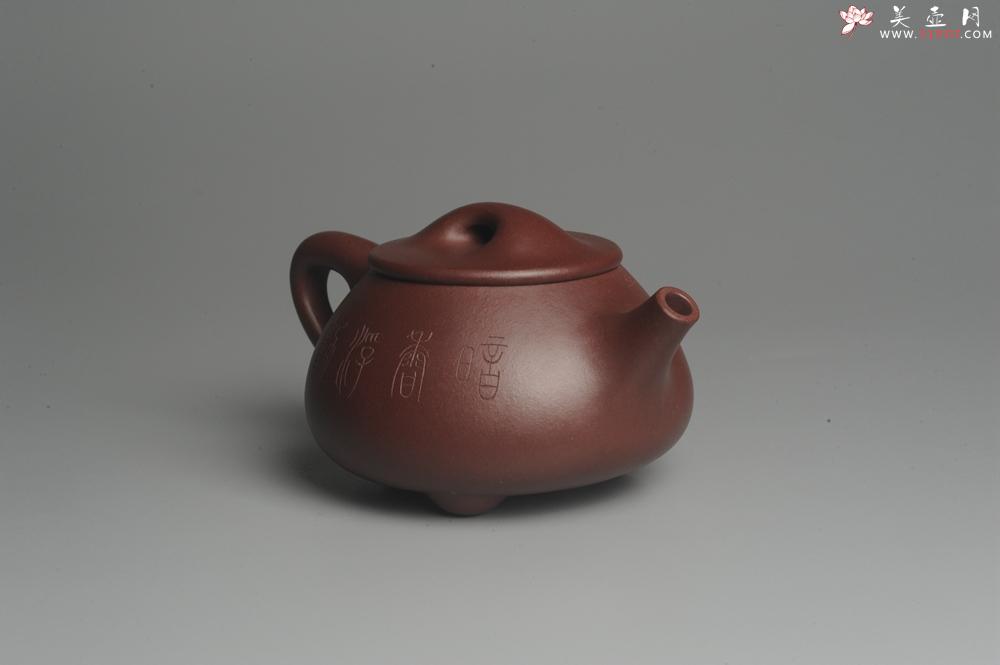 紫砂壶图片：美壶特惠 精致做工经典平盖小石瓢 精刻梅花 暗香浮动 灰常雅致 - 美壶网