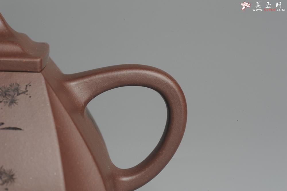 紫砂壶图片：美壶特惠 用心之作 进步之作 细节到位 做工精良 方健老师精心装饰花鸟精工抽角石瓢 只为看得见的朋友 - 美壶网
