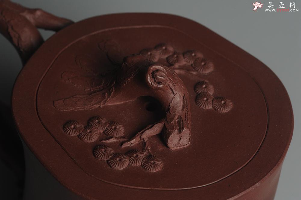 紫砂壶图片:实力派全手工木棉松桩 气质非凡 肌理自然生动 难度大 - 美壶网