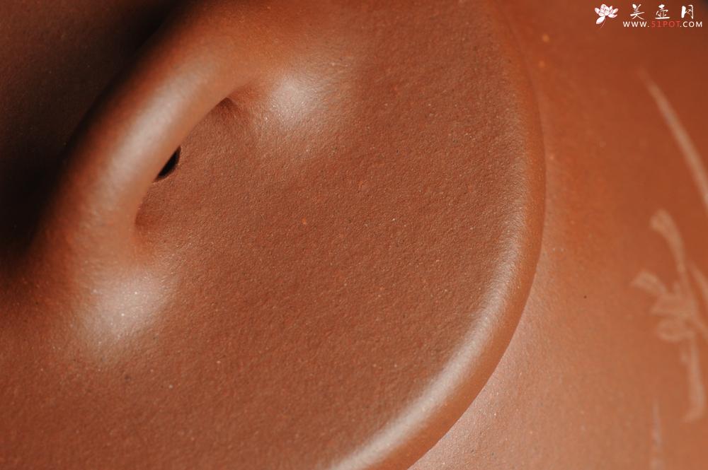 紫砂壶图片：油润底曹青 全手工精品子冶石瓢 骨肉匀挺 文气装饰兰草图 长剑不借时人看 - 美壶网