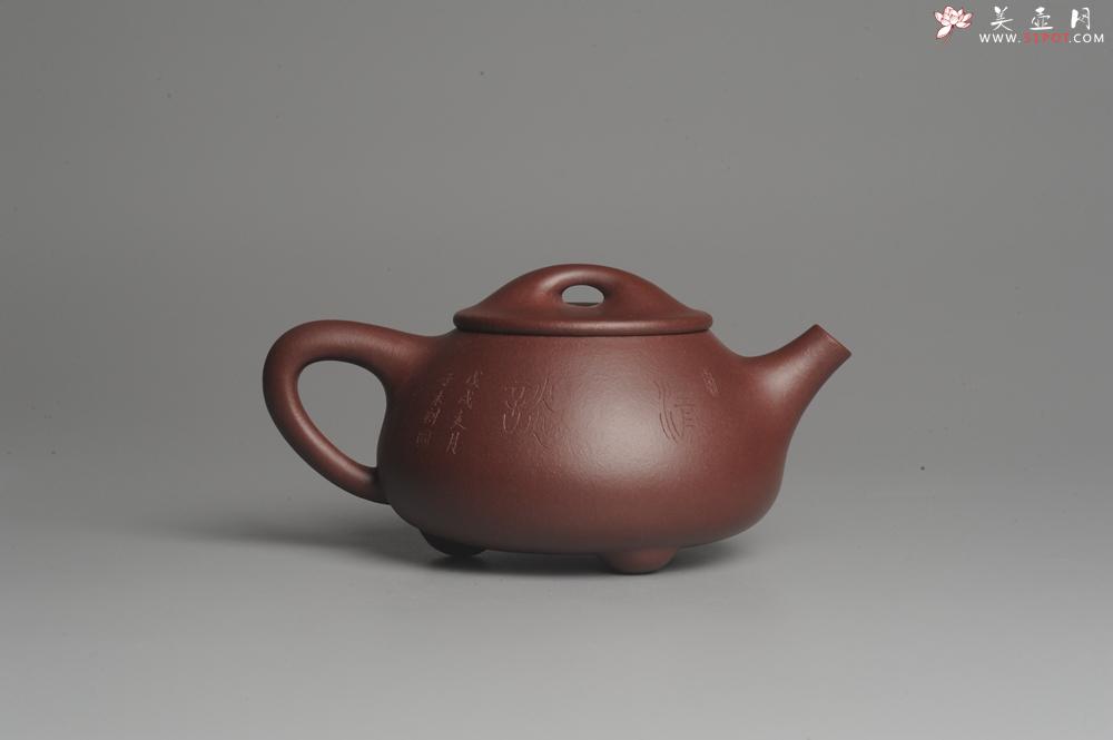 紫砂壶图片：美壶特惠 经典平盖小石瓢 满瓢（景舟石瓢）子木刻绘枯枝鸟 - 美壶网