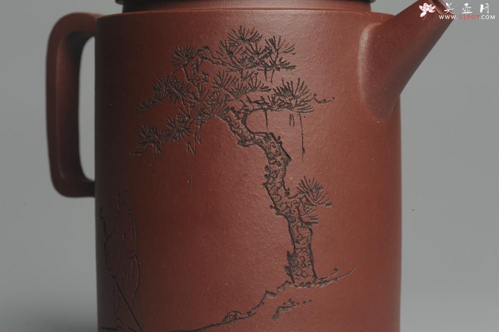 紫砂壶图片：美壶特惠 优质原矿红拼文人小壶柱础 做工精细 禾人老师即兴装饰 - 美壶网