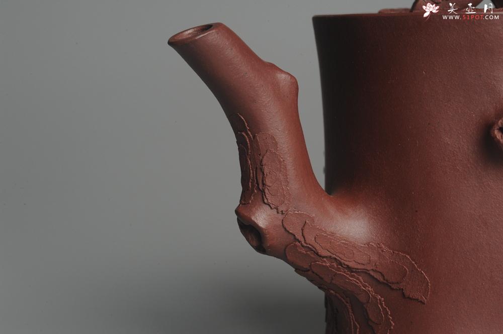 紫砂壶图片:实力派全手工木棉松桩 气质非凡 肌理自然生动 难度大 - 美壶网