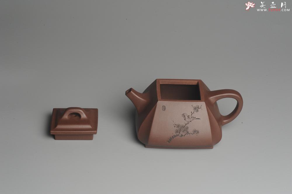 紫砂壶图片：美壶特惠 用心之作 进步之作 细节到位 做工精良 方健老师精心装饰花鸟精工抽角石瓢 只为看得见的朋友 - 美壶网