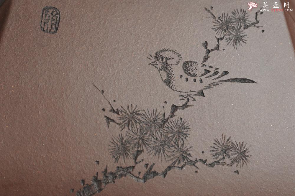 紫砂壶图片：美壶特惠 用心之作 进步之作 细节到位 做工精良 方健老师精心装饰花鸟精工抽角石瓢 只为看得见的朋友 - 美壶网