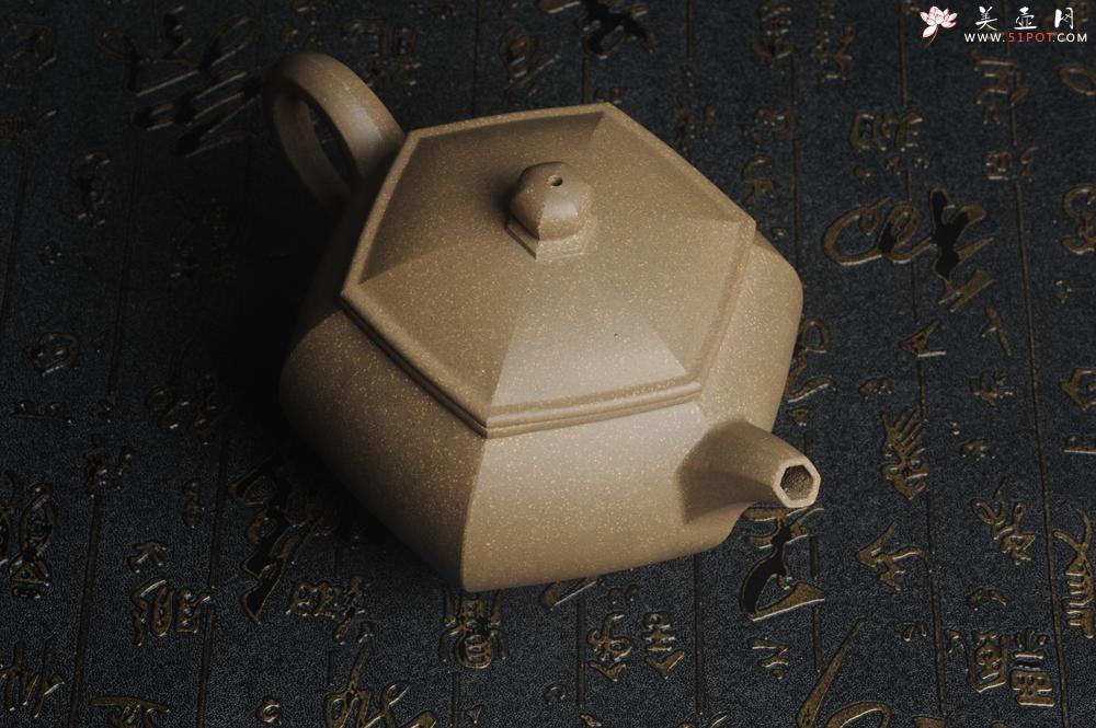 紫砂壶图片：优质青段 饱满大气全手工六方宫灯 - 美壶网