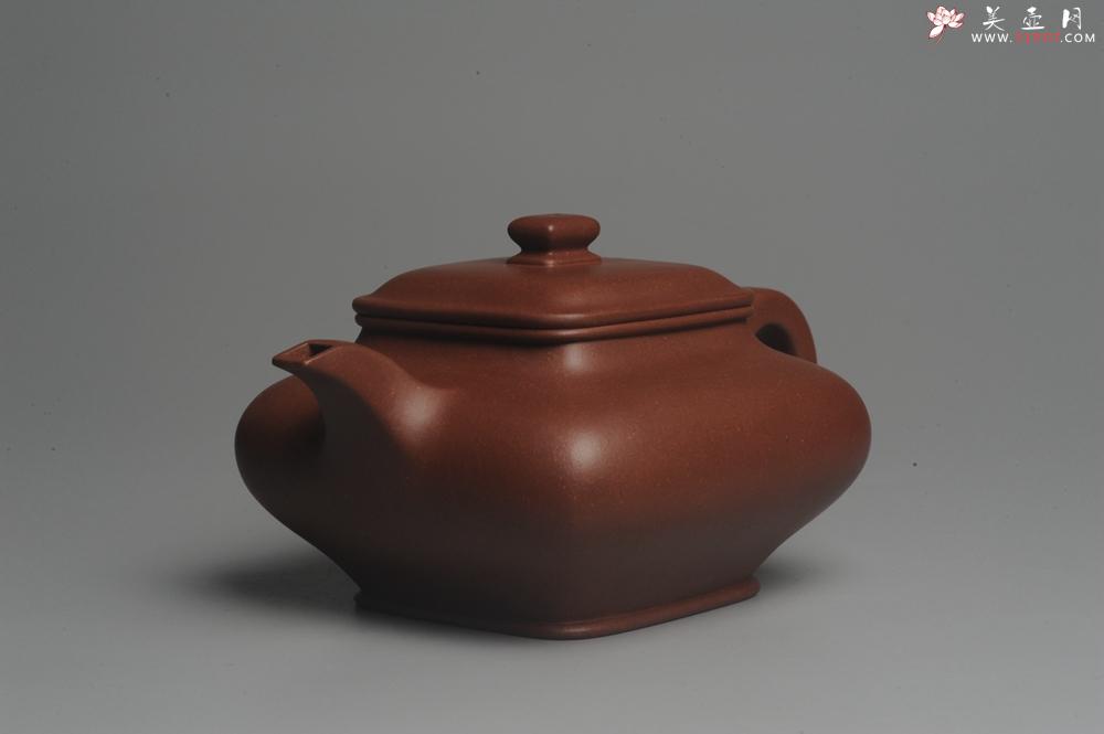 紫砂壶图片：实力派张海艳全手工老辣四方虚扁壶 超精致 - 美壶网