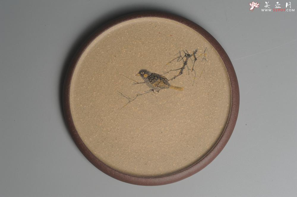 紫砂壶图片：款式二 美杯美垫特惠 精致彩绘泥绘花鸟品茗杯主人杯 杯垫一套 灰常漂亮 - 美壶网